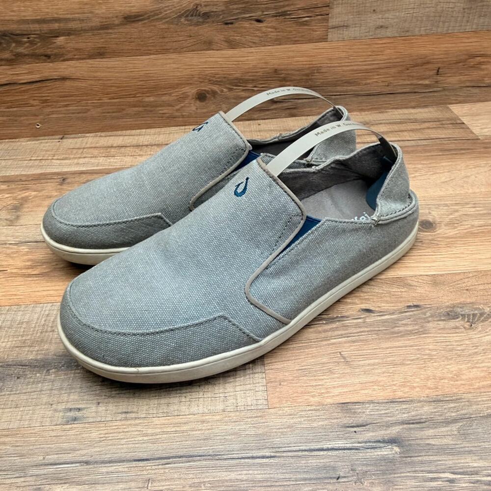 Olukai Men's size 9.5 EU42.5 Gray Canvas Slip-On Shoes